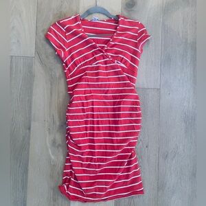 oh mama maternity dress red stripes size small